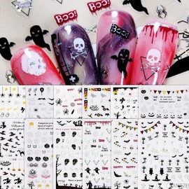 Halloween Nail Stickers, Halloween Pumpkin Ghost Hologram DIY Nail Supplies / 할로윈 네일스티커 핼러윈 호박 유령 홀로그램 셀프네일재료