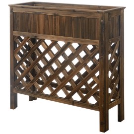 Convenience Concepts Designs2Go 36" Patio Planter in Weathered Cedar Cinnamon Wood Finish