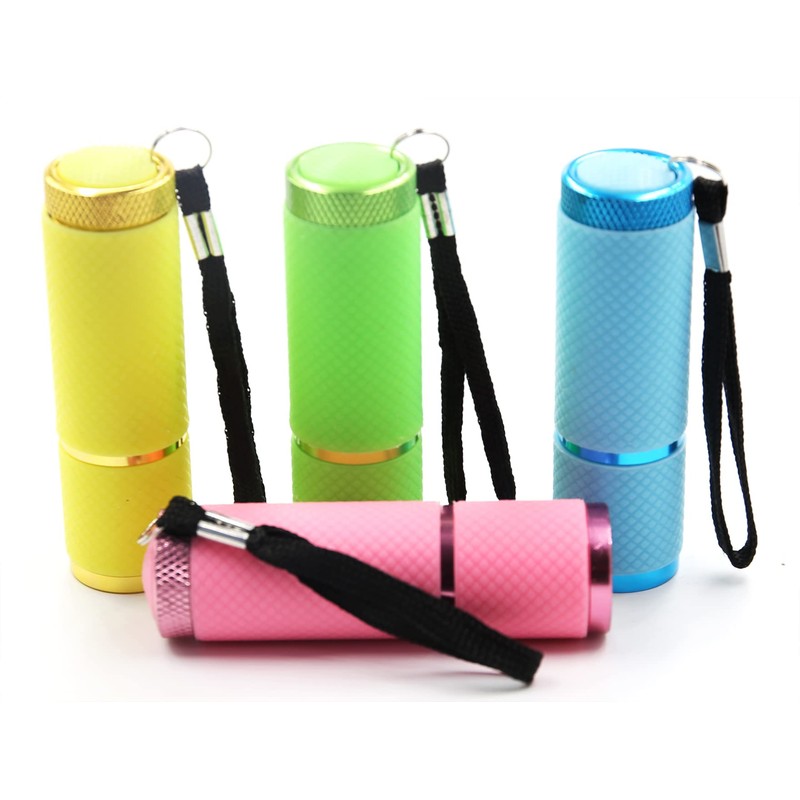DAFURIET 4 Pack Mini Flashlights, 9 LED Glow-in-The-Dark Aluminum Lights