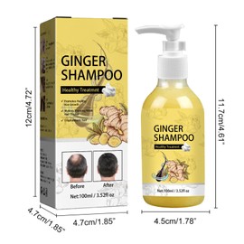 Dyceittdia 2 x Ginger Shampoo, Ginger Hair Regrowth Shampoo, Ginger Itch Relieving Care Shampoo, Hair Strengthening Shampoo, Fluffy Nourishing Shampoo, 2 Pieces x 100 ml, Hair2