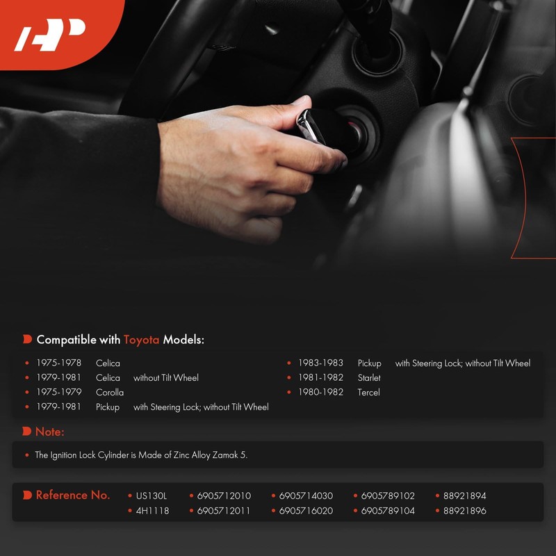 A-Premium Ignition Lock Cylinder with 2 keys Compatible with Toyota