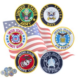 USA Army USA Airforce USA Navy USA Coast Guard USA Space Forces USA Marine Corps 6 PCS 3.80 inch Iron ON Embroidered Patches Set