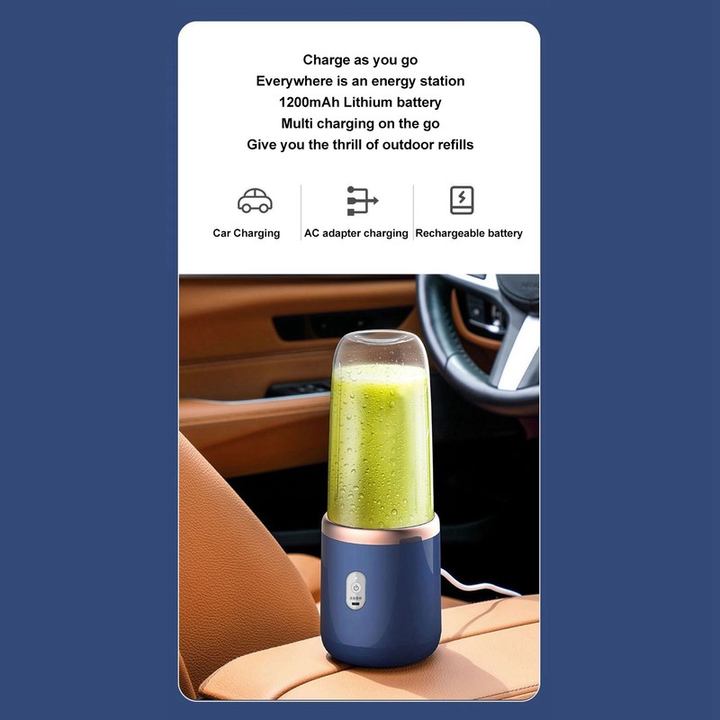 300ml Portable Blender Cordless for Shakes Juice Six Blades USB