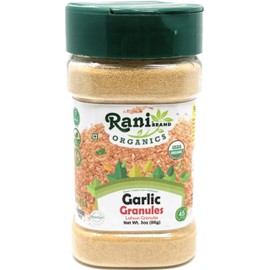 Rani Organic Granulated Garlic (Coarse Ground Garlic) 3oz (85g) PET Jar ~ All Natural | Gluten Friendly | Vegan | NON-GMO | Kosher | No Salt or fillers | Product of USA | USDA Certified Organic