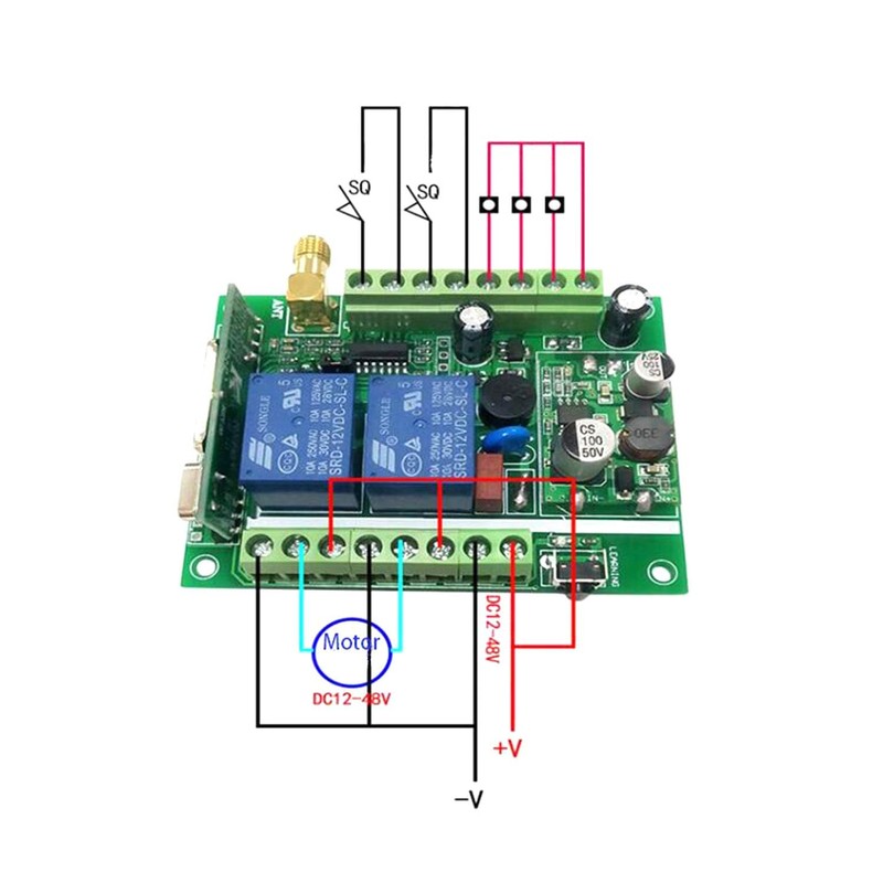 DC12V-36V 10A Motor Remote Control Switch, Push Button, Forwards Reverse