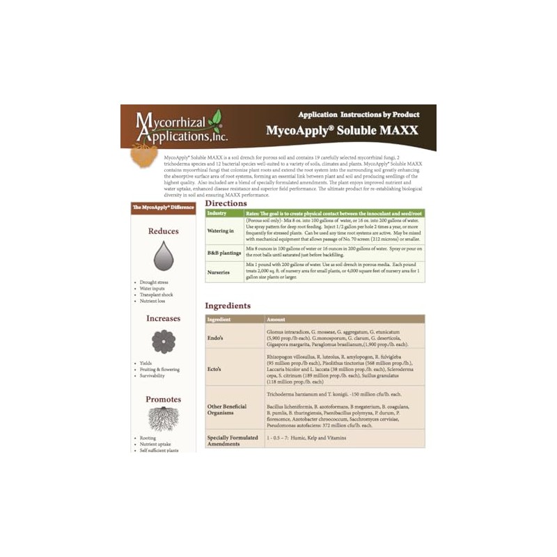 MycoApply Soluble MAXX Mycorrhizae Root Enhancer - 1 lb Bag