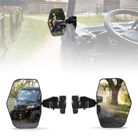 POKIAUTO Adjustable Side Mirrors for Can Am Defender HD5 HD8 HD9 HD10 MAX 2016-2025 Accessories, Die-casting Aluminum Shell Convex Break Away Rearview Mirrors for Half Solid Doors and Soft Doors