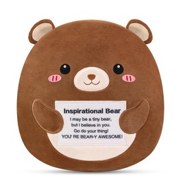 TOYSYM Bear Stuffed Animal, Emotional Inspirational Support Stuffed Bear Plush Pillow Cheer Up Feel Better Birthday Gifts Desk Office Decor for Her Him Men Women Coworker Sister Kids Boys Girls