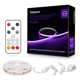 Tatazone 32.8ft Purple COB Led Strip Lights with Remote, Dimmable Bright Dotless Adhesive Indoor Led COB Light Strip for Cabinet, Painting, Room, Bed