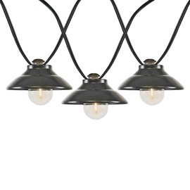 Novelty Lights 11 Feet 10 Light Decorative LED G40 Outdoor Bistro Lampshade String Lights with Metal Shades for Patio, Yard, or Gazebo