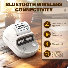 HPRT T20 Bluetooth Thermal Label Printer, Portable Sticker Printer Label Mackers Compatible Android&iOS, PC for Daily Life and Business, with 1Roll 2 Inch Label