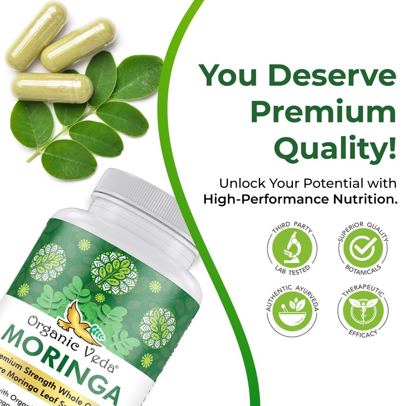 Organic Veda Moringa Leaf Powder Capsules, 1000mg, 360 Count -