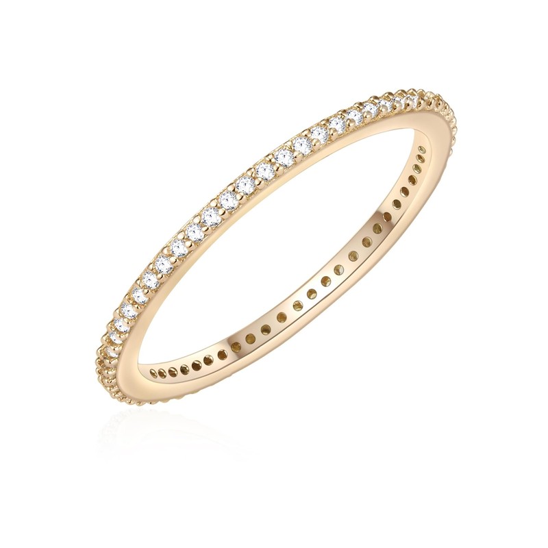 Glanzstücke München Women's Ring Sterling Silver Yellow Gold-Plated Zirconia White