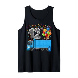 Happy 12 Birthday Side Loader Dumpsite Garbage Truck Tank Top