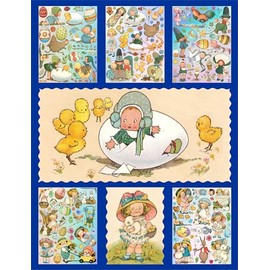 FLONZ Holographic Stickers Pack # Chicks Bunny and Funny Kids Cartoons HANATABA Vintage Art Deco Styled Wall Laptop Large Vinyl Hologram Stickers Easter