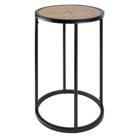 Canarm Birkett Round Metal Side Table, 15.75" W x 15.75" H x 23.63" D - Casual Living Room & Bedroom Pedestal End Table in Brown with Easy Assembly