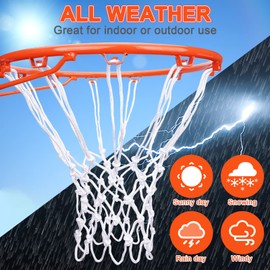 [1 Pack] Sieqioor Professional Basketball Net Replacement Heavy Duty, Durable Basketball Nets in All Weather Anti Whip, Fits Standard Indoor Outdoor Rims 12 Loops (White) with Basketball net Bag