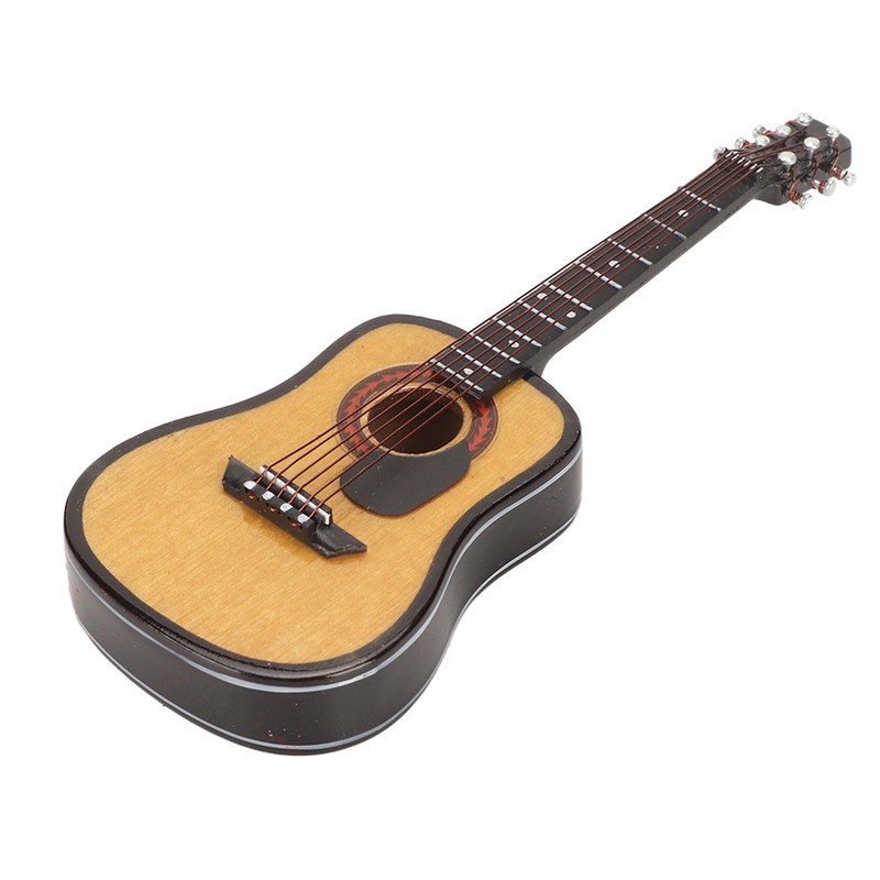 Miniature Wooden Guitar Model Exquisite Realistic Mini Musical Ornaments with