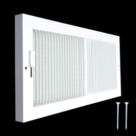 Fits 14x6 Duct Opening | Steel Baseboard Air Supply Grille with Multi-Shutter Damper by Handua | Air Register Vent Cover Grill | White | Outer Dimensions: 15-1/4" x 7-1/4"