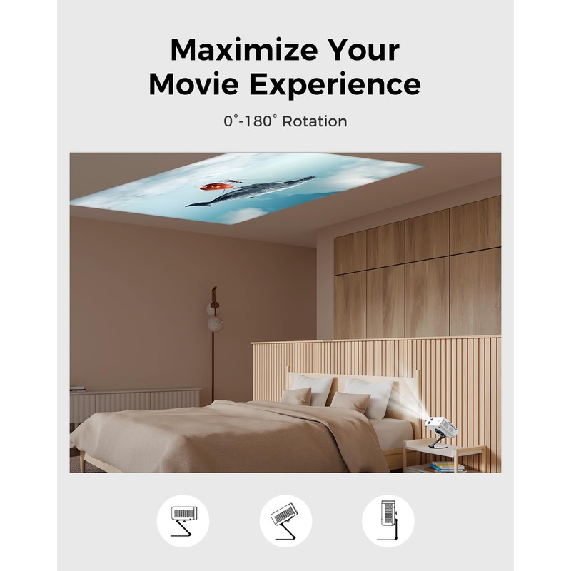 Aurzen Projector Foldable Stand, Ultra-Compact with Easy Setup, 180° Rotation,