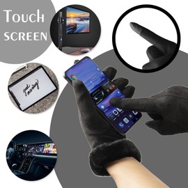 Ottsas Winter Gloves for Women, Touch Screen Cold Weather Thermal Warm Windproof Gloves, Soft Thick Fleece (Black)