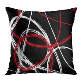 Accrocn Throw Pillow Covers Red and Black Abstract Cushion Decorative Pillowcases Polyester 16 x 16 Inch Square Pillowcase Hidden Zipper