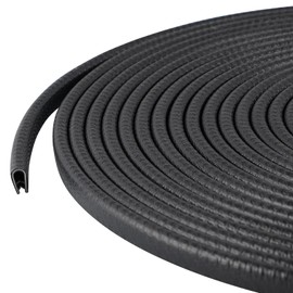Sanbege Rubber Edge Trim Guard 32.8ft/10m, Adhesive Free Door Edge Protector, U Shape Edge Seal Strip with Embedded Metal Clips Fits 3/64" to 1/8" Thick Edges (Black)