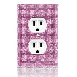 1 Pcs Pink Outlets Covers Rhinestone Light Switch Cover Bling Light Switch Cover Plate Bling Outlet Covers Pink Glitter Outlet Covers Sparkly Light Switch Cover