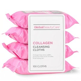 Toallitas limpiadoras de maquillaje antienvejecimiento con retinol y colágeno, paquete de 4 (100 toallitas) (colágeno)