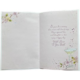 Greetings Special Son & Daughter-in-Law Anniversary Card with insert - Champagne Floral - 23 x 15cm