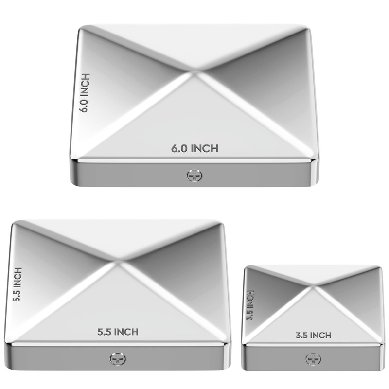 Stainless Steel Pyramid Post Cap for True 6x6 Wood Posts