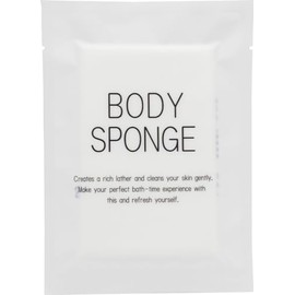Mine Set of 100 Hotel Amenity Commercial Compressed Body Sponge, Disposable, Individually Wrapped, 3.9 x 2.6 x 1.0 inches (100 x 65 x 25 mm)