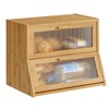 Large Bread Box Double Layer Bamboo Bread Box for Kitchen