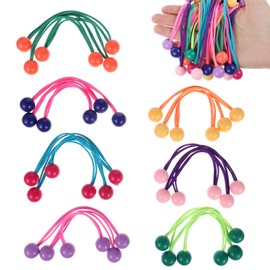 Kifmurase 21Pcs Double Balls Ponytail Elastics, Colorful Hair Ties with Balls, Ball Bubble Ponytail Holders Opaque Multicolored Twin Hair Beads for Children Toddler Girls Women