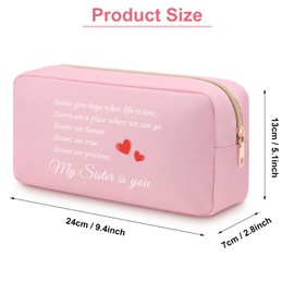 Sister Birthday Gifts from Sister Oxford Cloth Cosmetic Bag Friendship Gift for Bestie Friend Sister BFF Birthday Gift Inspirational Quote Sister to Sister Gift Double Side Printed Cosmetic Pouch