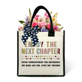 Retirement Shoulder Beach Bag, Enjoy The Next Chapter Canvas Tote Bag, Retirement Appreciation Shopping Bag, Goodbye Farewell Gifts For Retired Grandma Grandpa Retiree Teacher Nurse -22