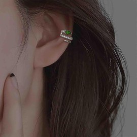 Inateannal Vintage Crystal Snake Cuff Earrings Silver Snake Cuff Wrap Earrings Snake Crawler Climber Earrings Emerald Serpent Ear Climber Earrings Jewelry for Women and Girls