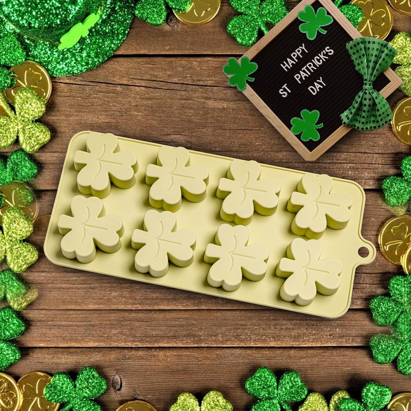 Dootafy Shamrock Chocolate Molds, 2 Pack Silicone Dessert Mold, St.