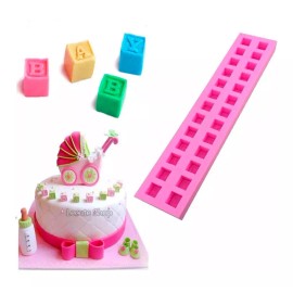 n Molde Cubo Abecedario Fondant Decoracion Reposteria Pastel