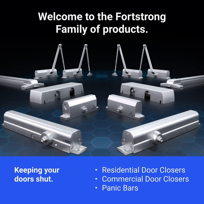 FORTSTRONG Silver Pneumatic Screen Door Closer, Hold Open | Storm