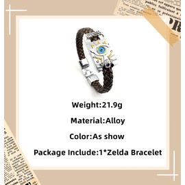 GAUEIOUR Zelda Bracelet,Punk Style Zelda Legendary Bracelet,Wilderness Breath Alloy Jewelry Cartoon Bracelet,Game Peripheral Woven Bracelet(Silver)