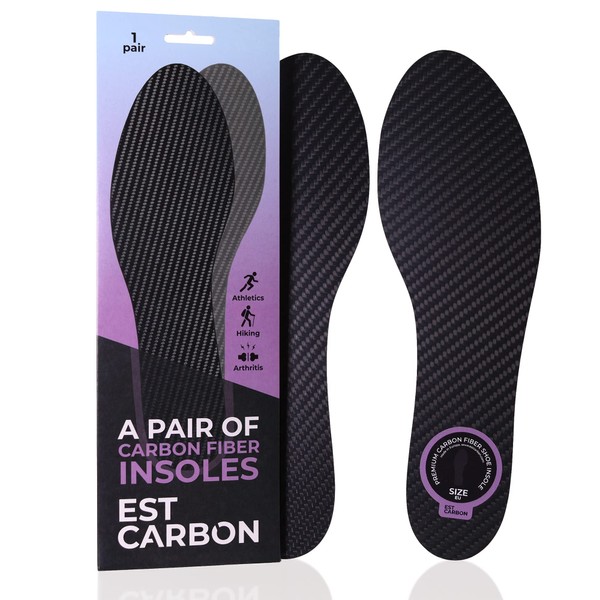 Carbon Fiber Insoles for Men & Women 1 PC Foot Plate Shoes Insert Rigid Composite Toe Insert Carbon Fiber Footplate for Hallux Rigidus, Turf Toe & Mortons Neuroma Inserts for Recovery W10-10.5, M9.5