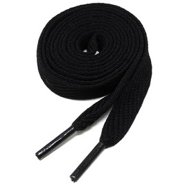 BCB Wear Skateboard Style Flat Shoelaces 1/2" Wide For All Shoes - 45" and 54" Length Shoe Strings, Black, 54" (137 cm)