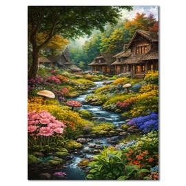 ARTMYRUI Paint by Numbers-Landscape Paint by Numbers for Adults Beginner,Flowers Acrylic Watercolor Paint by Number,DIY Mushroom Oil Painting for Home Wall Decor Gifts (16 x 20in).