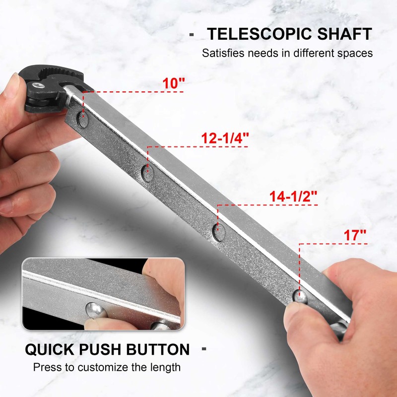 HAUTMEC Telescoping Basin Wrench, Sink Wrench, 3/8" to 1-1/4" Jaw