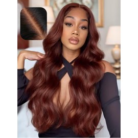 UNICE Pre Everything Glueless Frontal Wig Reddish Brown Body Wave 13X4 Pre Cut Lace Front Wigs Human Hair Pre Bleached Invisible Knots Put On and Go Wig Pre Plucked 150% Density 20Inch