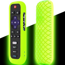 Remote Case for Roku, Battery Cover for TCL Roku Smart TV Steaming Stick Remote, Roku TV Remote Cover Silicone Protective Controller Universal Sleeve Skin Glow in The Dark Green