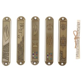 Garneck 5 Pieces Mezuzah Scroll Mezuzah Door Jewish Amulet Door Decoration with Roll Paper Jerusalem Israel Decoration Jewish Gifts Religious Items Feng Shui Charms Living Room Wall Decoration