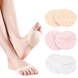 QEDBOJE 3 Pairs Toe Socks Invisible Cotton Toe Cap Forefoot Pad High Heel Cushion Shoe Insoles, multicoloured