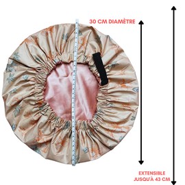 Ebell's Paris Shower Cap for Women - Satin Interior - Waterproof - Reusable - Size M - For All Hair Types - Double Sided - Pink